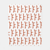 赤いキツネパターン フリースブランケット (正面)