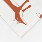 赤いキツネパターン フリースブランケット (角)