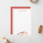 赤いキツネパーソナライズされたひな形 ノートカード (正面/裏面インサイチュ)