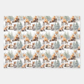 赤いキツネファミリー ラッピングペーパーシート (正面3)