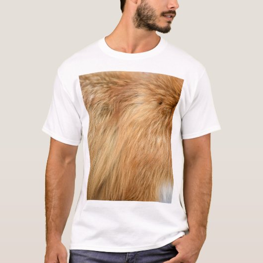 赤いキツネファーパターンタイル Tシャツ (正面)