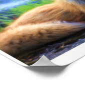 赤いキツネポートレートの水色絵画の ポスター (角)