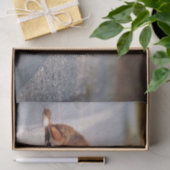 赤いキツネ道路の側に座っている 薄葉紙 (ギフト)