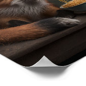 赤いキツネ食べ物のスパゲッティのボウル ポスター (角)