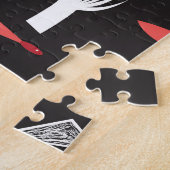 赤いキツネ：ダークバックグラウンドシームレス。 ジグソーパズル (側面)