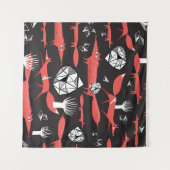 赤いキツネ:ダークバックグラウンドシームレス。 タペストリー (正面(横))