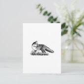 赤いキツネ（ラインアート） ポストカード (スタンド正面)