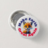 赤いキツネ、再び素晴らし可愛い環境 缶バッジ (正面&裏面)