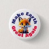 赤いキツネ、再び素晴らし可愛い環境 缶バッジ (正面)