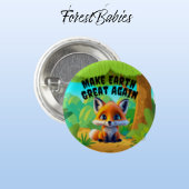 赤いキツネ、再素晴らしび地球、環境 缶バッジ