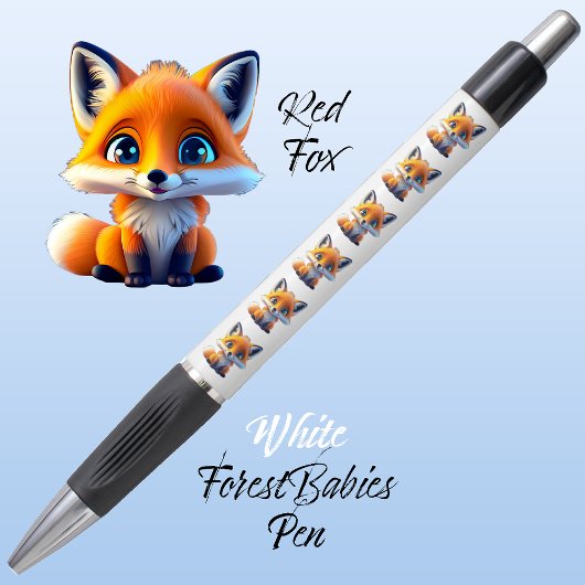 赤いキツネ、可愛いユニーク森お洒落動物の白 ボールペン