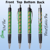 赤いキツネ、可愛いユニーク森お洒落動物の緑 ボールペン