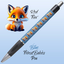 赤いキツネ、可愛いユニーク森お洒落動物の青 ボールペン
