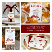 赤いキノコおもしろいガイ赤ちゃんシャワー期日カレンダー ポスター