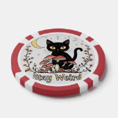 赤いキノコと淡い花々に囲まれたノワール風猫 ポーカーチップ (シングル)