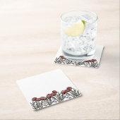 赤いキノコのキャップ スクエアペーパーコースター (インサイチュ)