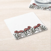 赤いキノコのキャップ スクエアペーパーコースター (アングル)