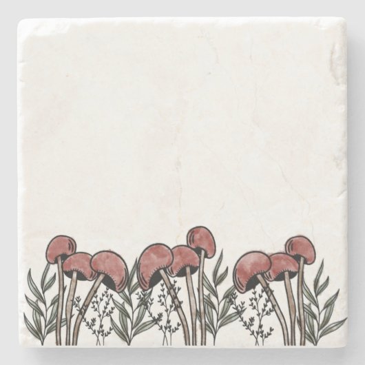 赤いキノコのキャップ ストーンコースター (正面)