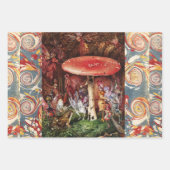 赤いキノコの下でカエルと妖精を侵入魔法 ラッピングペーパーシート (正面)