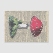 赤いキノコの切り離しを持つヴィンテージ新聞 薄葉紙 (正面)