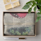 赤いキノコの切り離しを持つヴィンテージ新聞 薄葉紙 (ギフト)