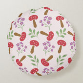 赤いキノコの園丸い枕 ラウンドクッション (裏面)