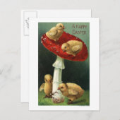 赤いキノコの幸福なイースターチックス シーズンポストカード (正面/裏面)