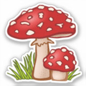 赤いキノコの漫画 シール (正面)
