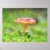 赤いキノコの秋の夏の写真の終わり ポスター (正面)