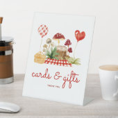 赤いキノコの赤ちゃんシャワーのギフトとカード 台座サイン (インサイチュ)