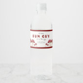 赤いキノコ小さなおもしろい男の赤ちゃんシャワー ペットボトルラベル (正面)