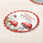 赤いキノコ真菌ウッドランドベビーシャワー ペーパーコースター (アングル)