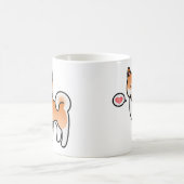 赤いキャラクターの柴犬の愛情 コーヒーマグカップ (中央)