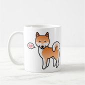 赤いキャラクターの柴犬の愛情 コーヒーマグカップ (左)