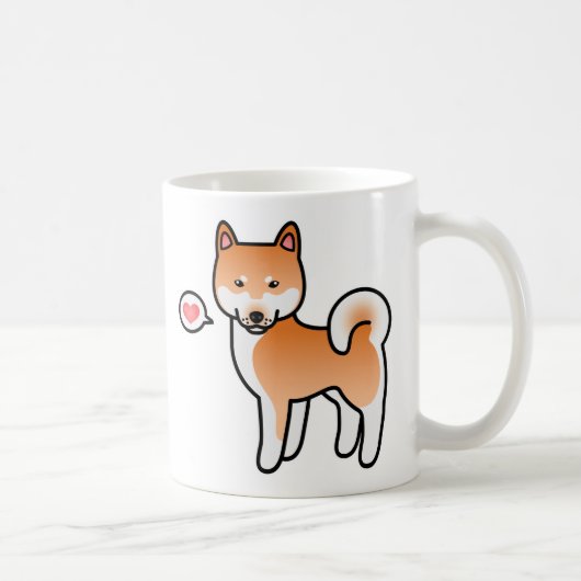 赤いキャラクターの柴犬の愛情 コーヒーマグカップ (右)