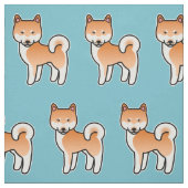 赤いキャラクター柴犬の模様 ファブリック (見本)
