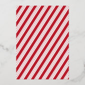 赤いキャンディケーンのストライプが入った犬の写真のホリデーカード 箔シーズンカード (裏面)