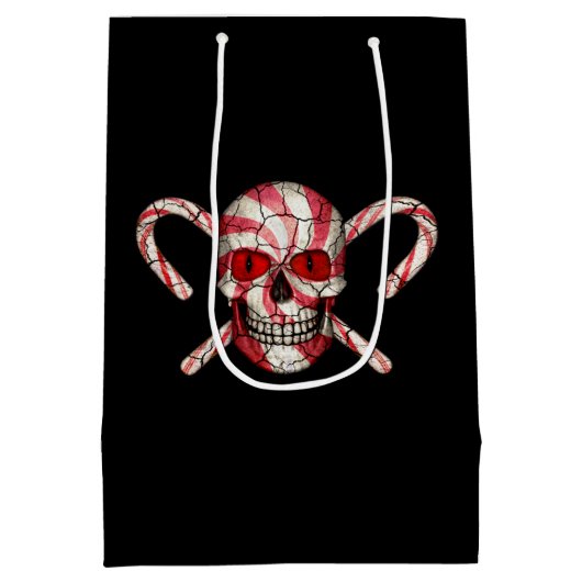 赤いキャンディ・ケーンの砂糖のスカル媒体のギフトバッグ ミディアムペーパーバッグ (裏面)