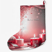 赤いキャンドルが飾られたクリスマスホリデーストッキング ラージクリスマスストッキング (裏面)