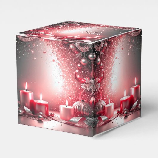赤いキャンドルの装飾のクリスマスの記念品箱 フェイバーボックス (正面サイド)
