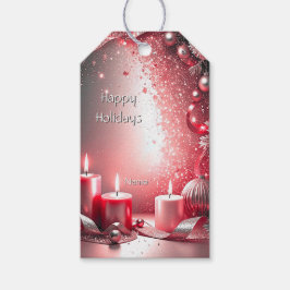 赤いキャンドルの装飾的なクリスマスギフトタグ ギフトタグ