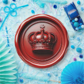 赤いキャンドルワックスドリップシール ロイヤルクラウン ウェディング ペーパープレート (パーティー)