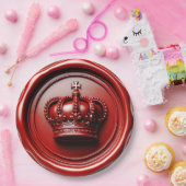 赤いキャンドルワックスドリップシール ロイヤルクラウン ウェディング ペーパープレート (パーティー)