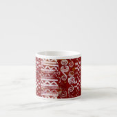赤いキャンバスの手によって切り分けられるパターン エスプレッソカップ (正面)
