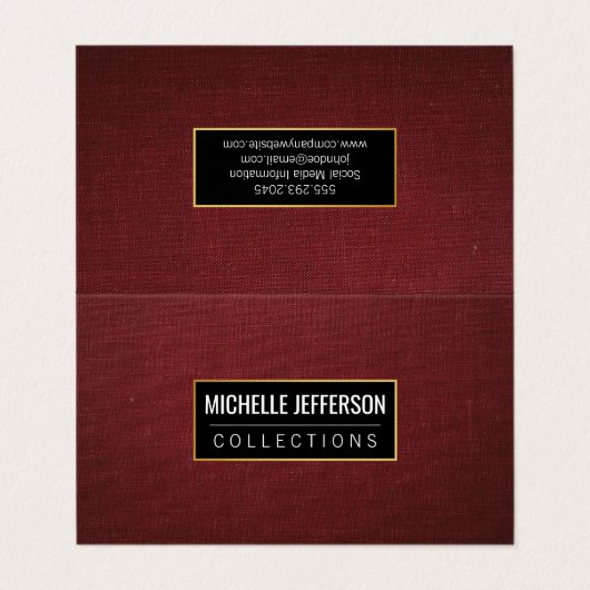 赤いキャンバスファブリック |アートコレクション 名刺 (外部フラット)