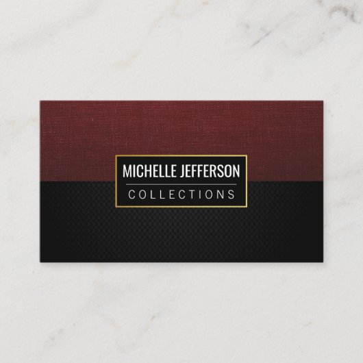赤いキャンバスファブリック |ブラックメッシュ 名刺 (正面)