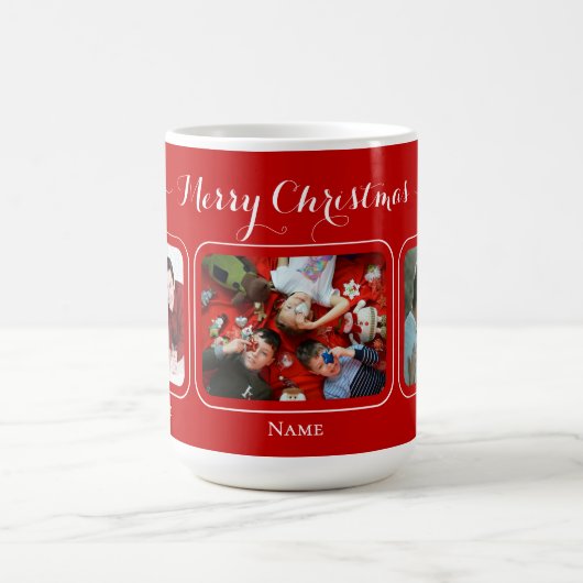 赤いキャンバス クリスマス ファミリーマグ コーヒーマグカップ (中央)