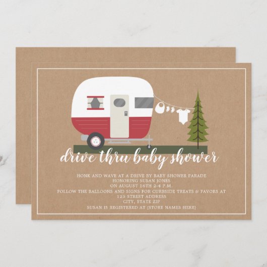 赤いキャンパーの森を通り抜ける 招待状 (正面/裏面)