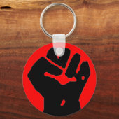 赤いキーチェーンの黒い拳 キーホルダー (正面)