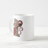 赤いギターを演奏している笑わされるな漫画のマウス コーヒーマグカップ (正面左)